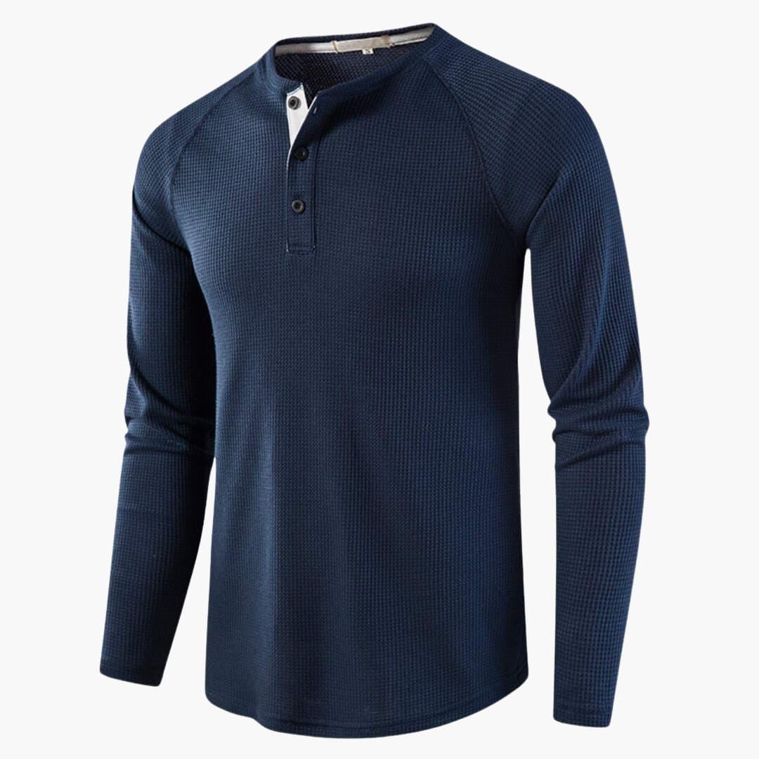 Men's Waffle Knit Henley with Raglan Sleeves