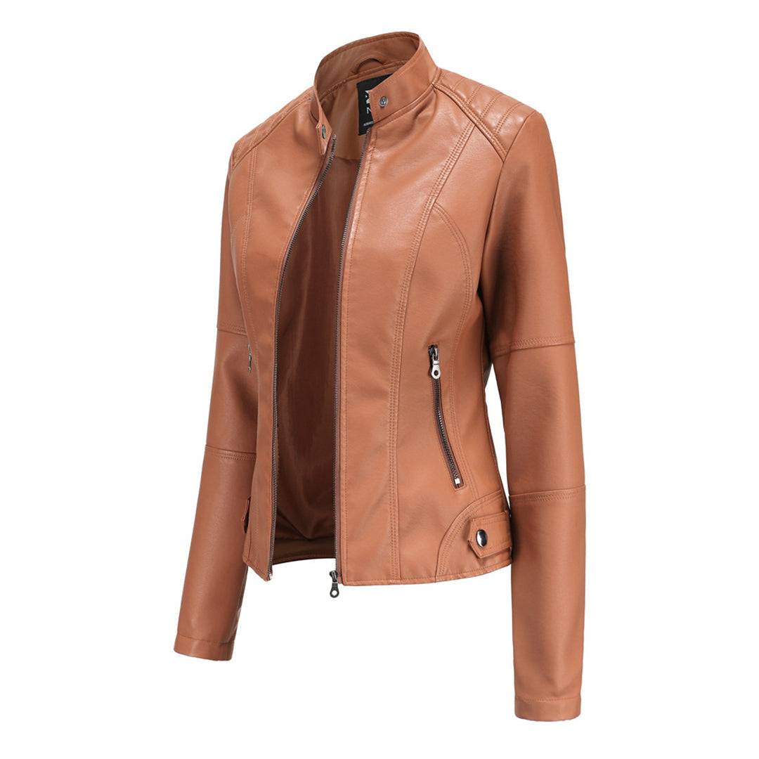 Women's Zip-Up Moto Style Fitted Jacket