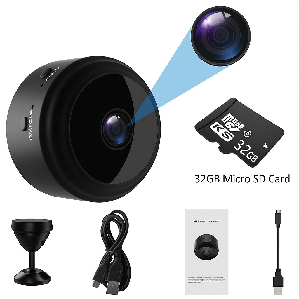 Mini WiFi Security Camera with Night Vision and App