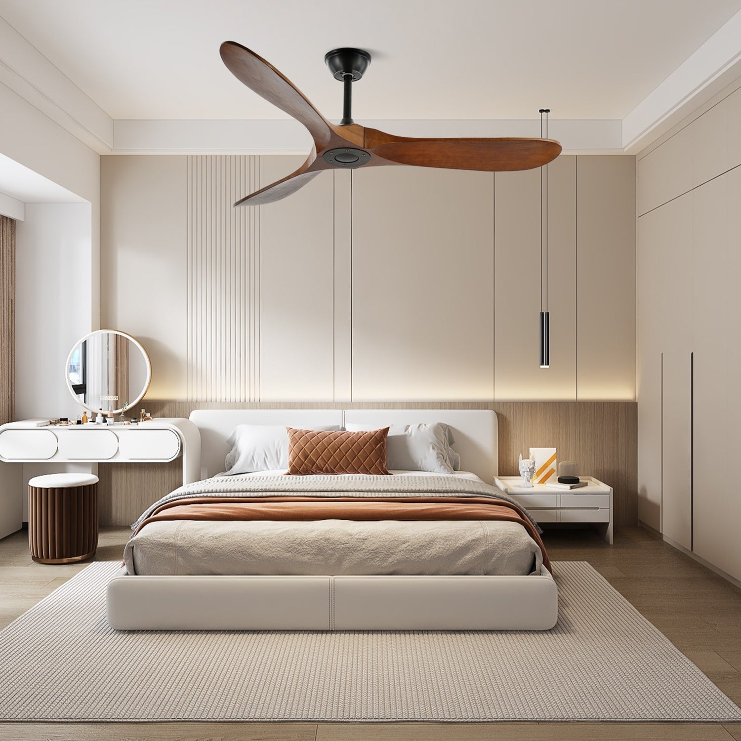 Wooden 3-Blade Ceiling Fan with Remote Control