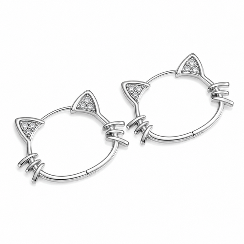 Cat Ear Hoop Earrings with Crystal Accents