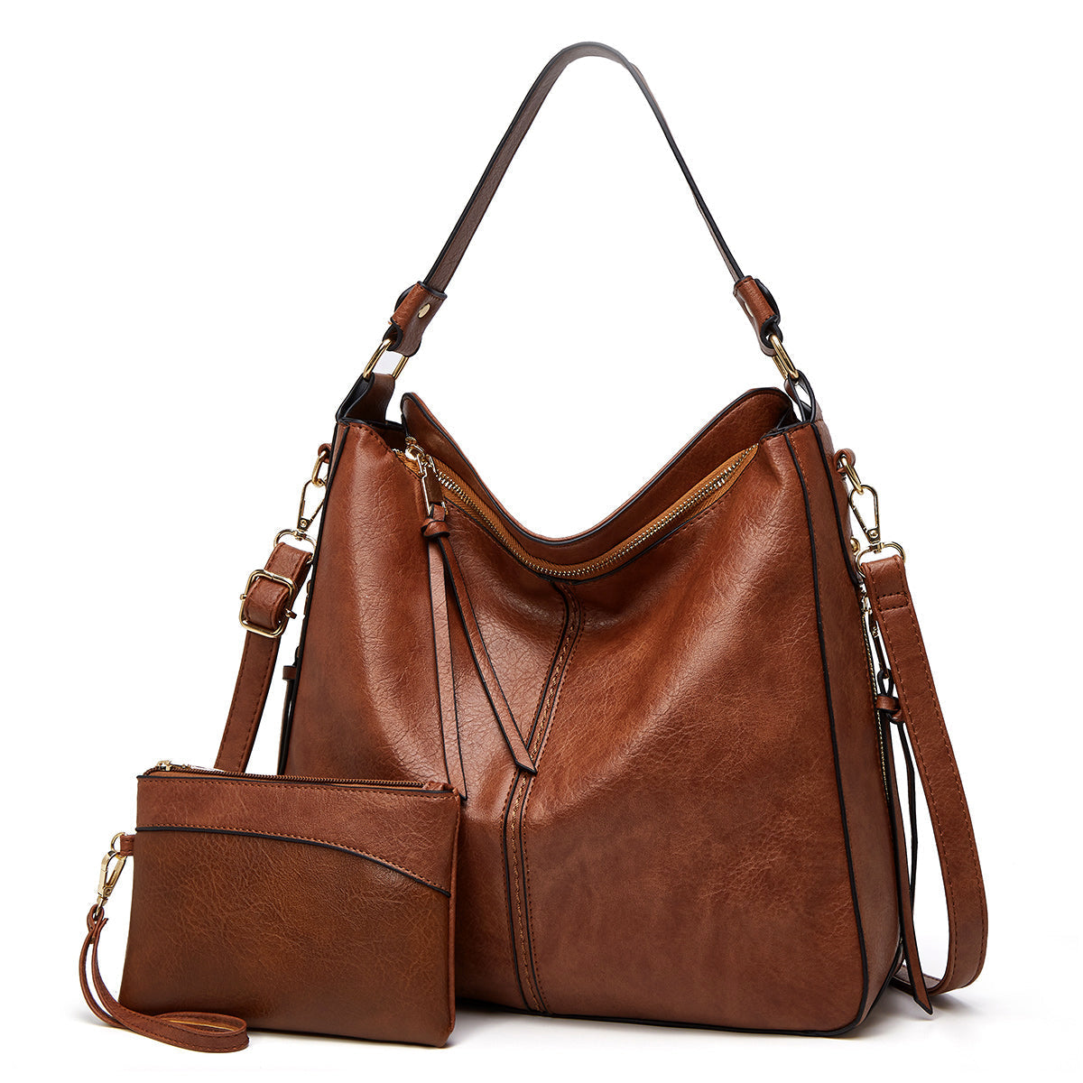 Women's Hobo Bag with Detachable Pouch and Strap