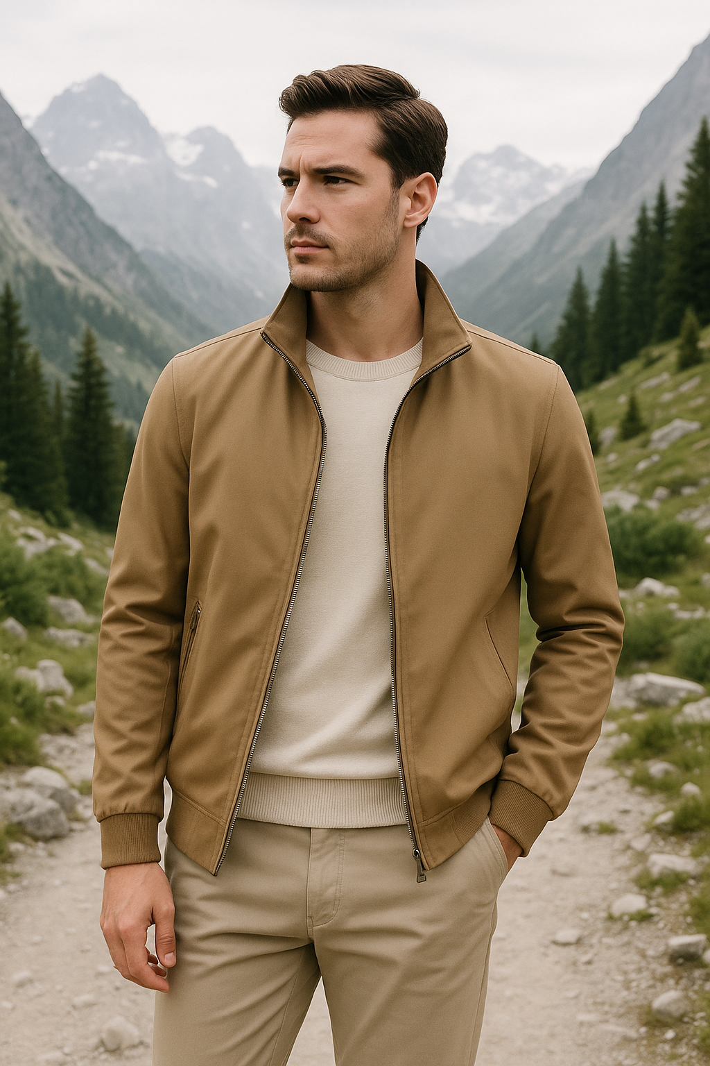 Men's Lightweight Windproof Stand Collar Jacket