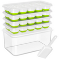 Stackable Ice Cube Tray Set with Storage Bin and Scoop