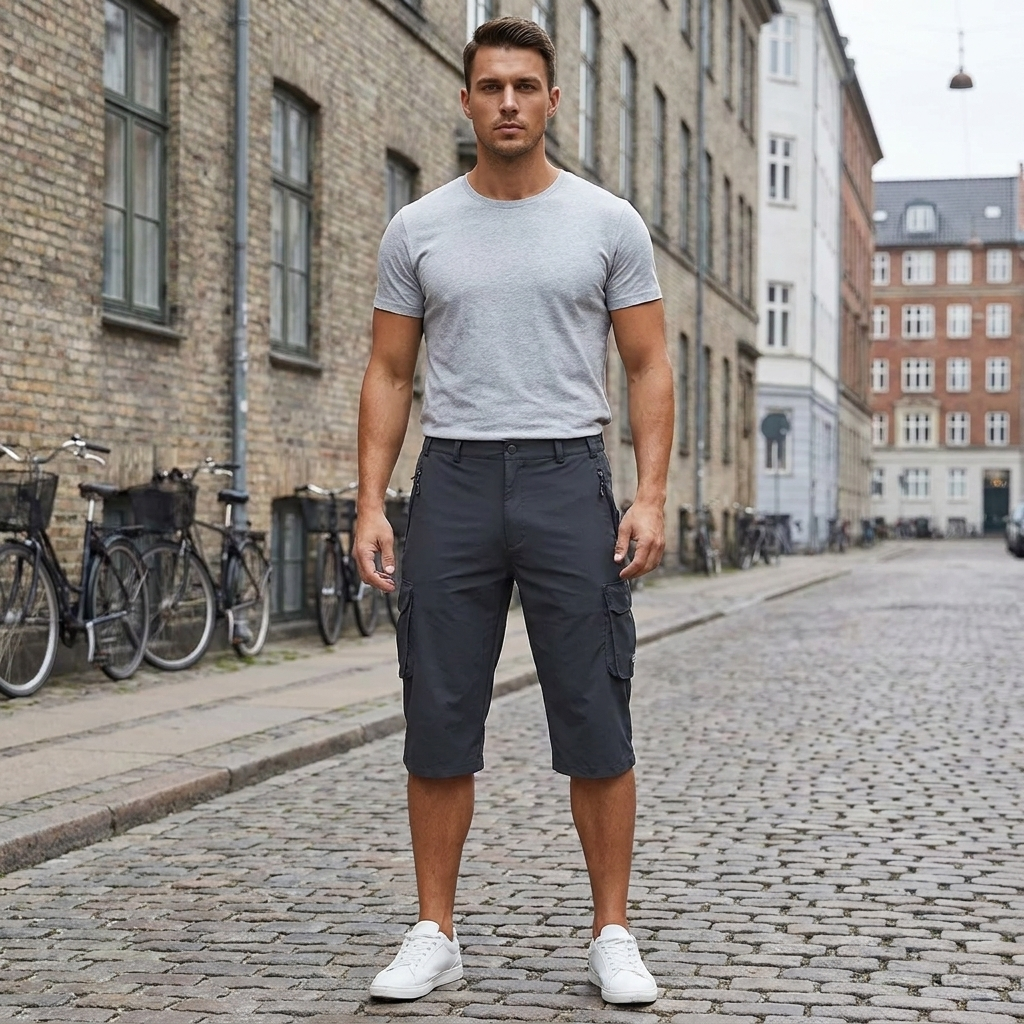 Longline Cargo Shorts with Zip Pocket Detail