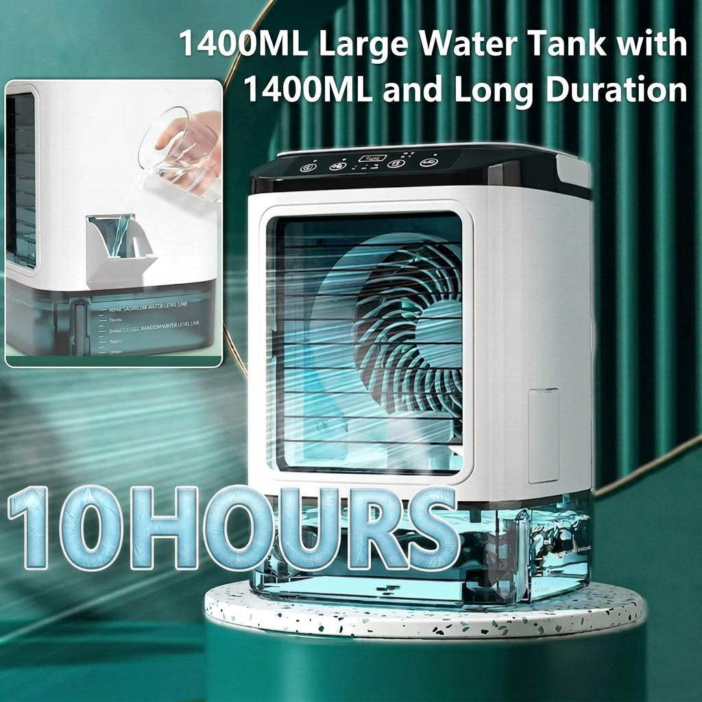 Portable Mini Air Cooler with Water Tank and LED Light