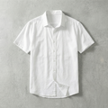 Short Sleeve Cotton Shirt with Classic Collar