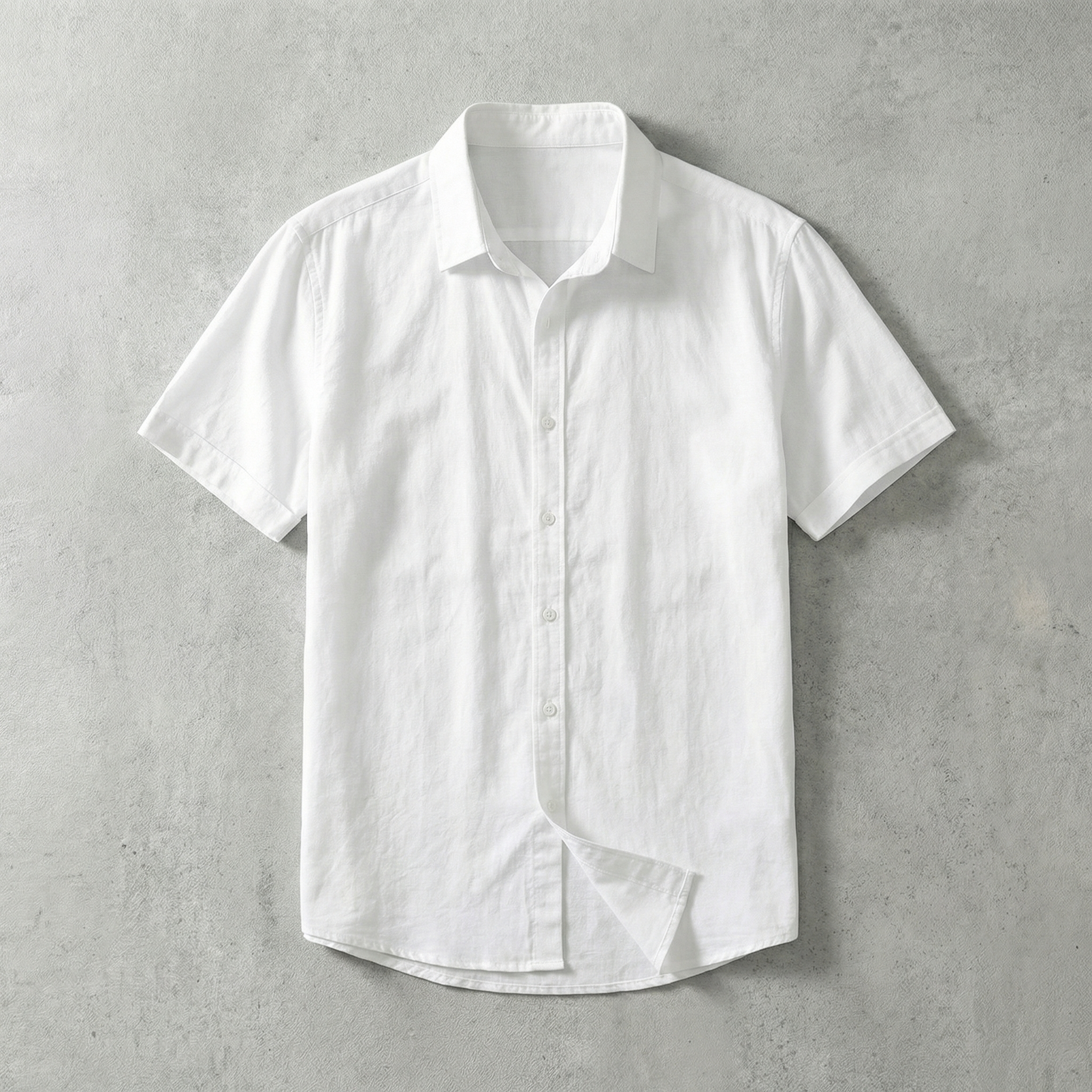 Short Sleeve Cotton Shirt with Classic Collar
