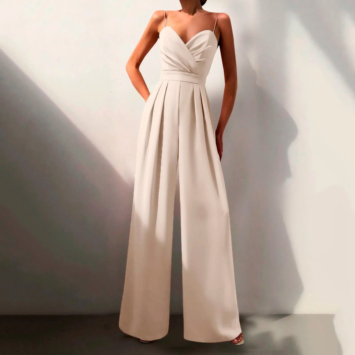 Sweetheart Neck Spaghetti Strap Wide Leg Jumpsuit