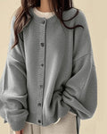 Gilet en maille oversize pour femme à épaules tombantes et boutonnage