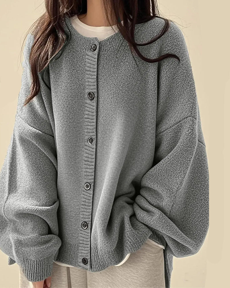 Gilet en maille oversize pour femme à épaules tombantes et boutonnage