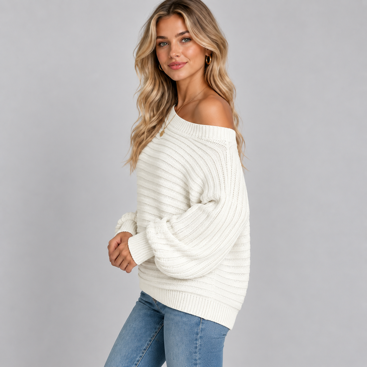 Women's Off-Shoulder Oversized Knit Sweater