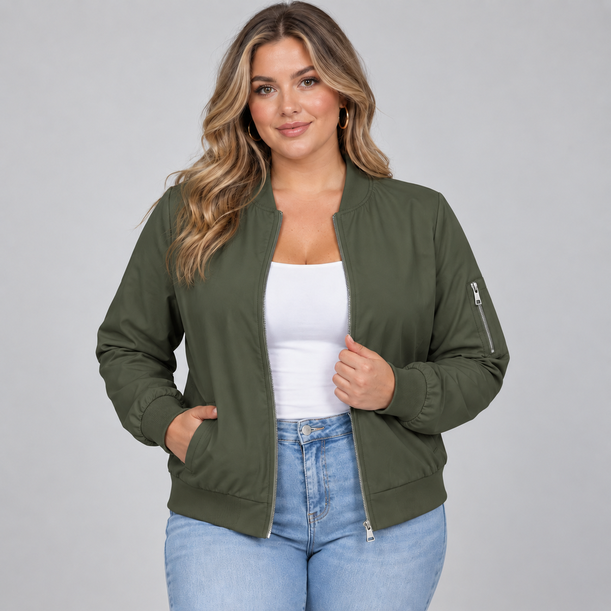 Women's Classic Zip-Up Bomber Jacket