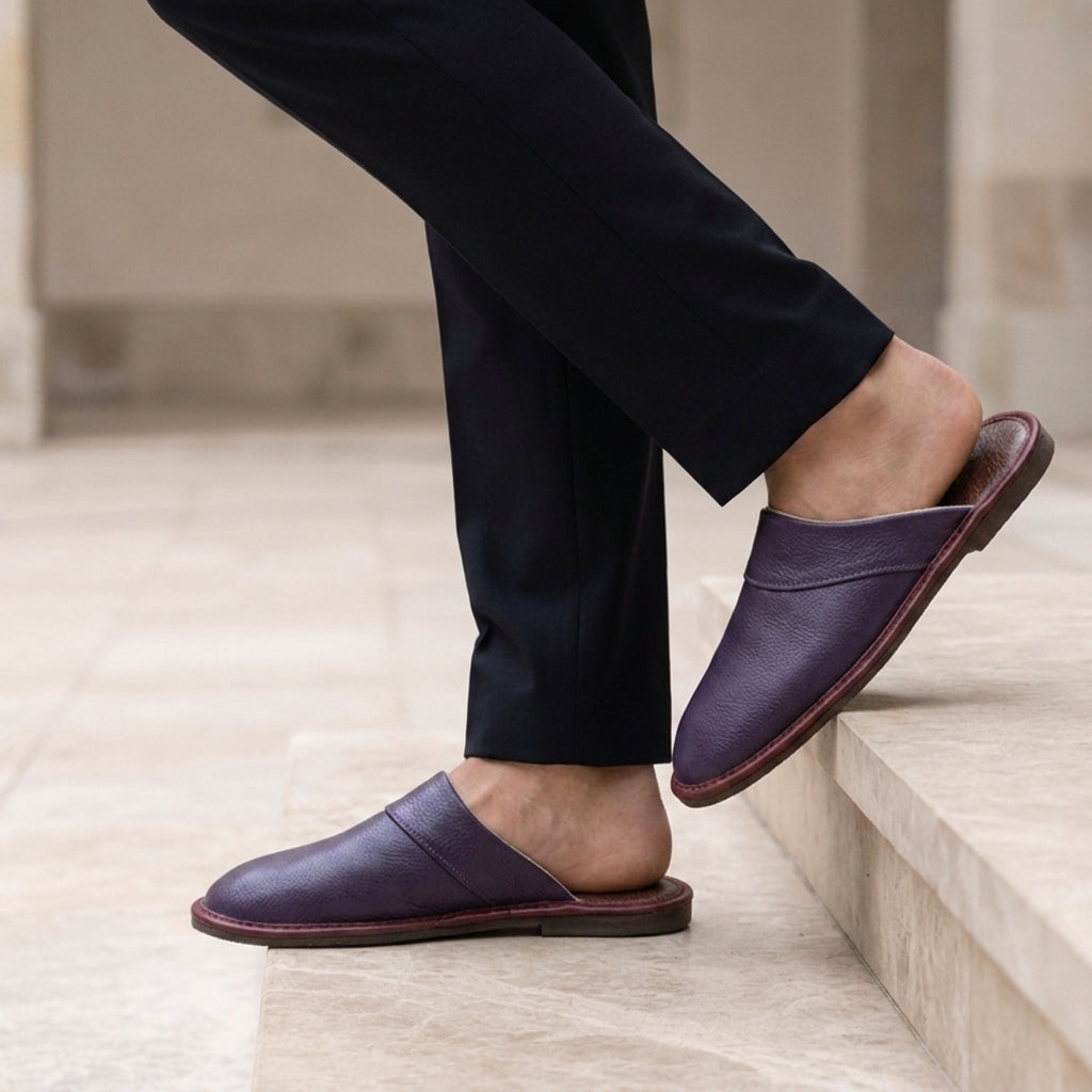 Men's Leather Slip-On Mule Loafers