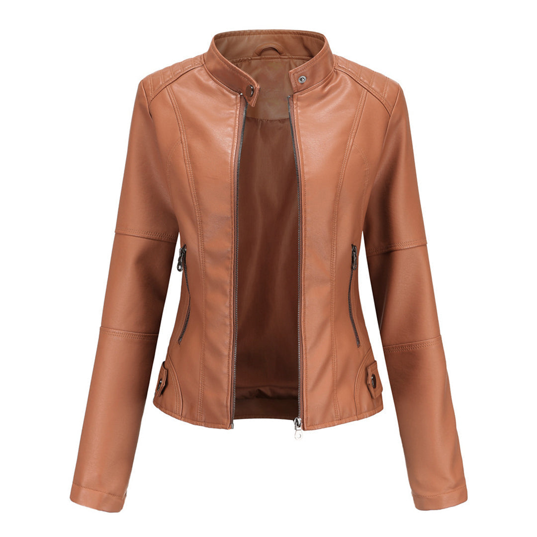 Women's Zip-Up Moto Style Fitted Jacket