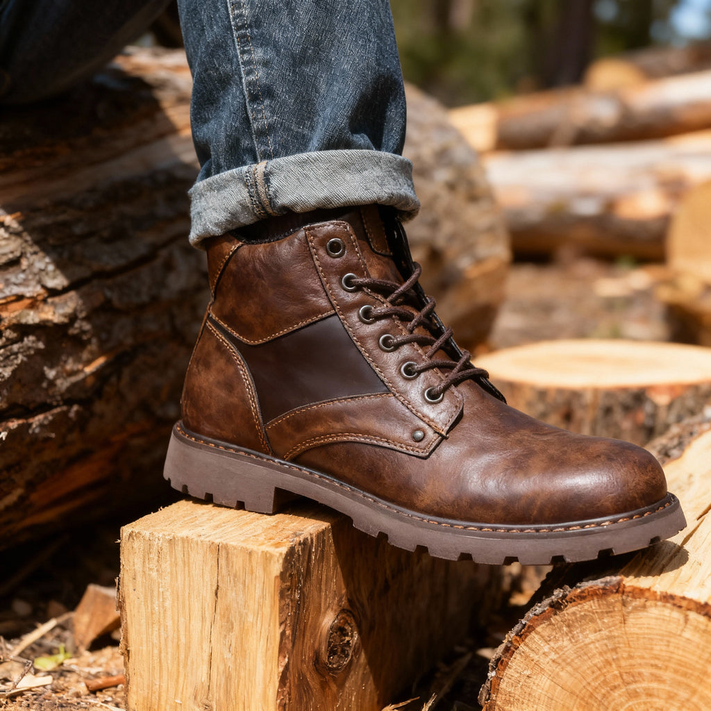 Bottines décontractées bicolores à lacets pour homme