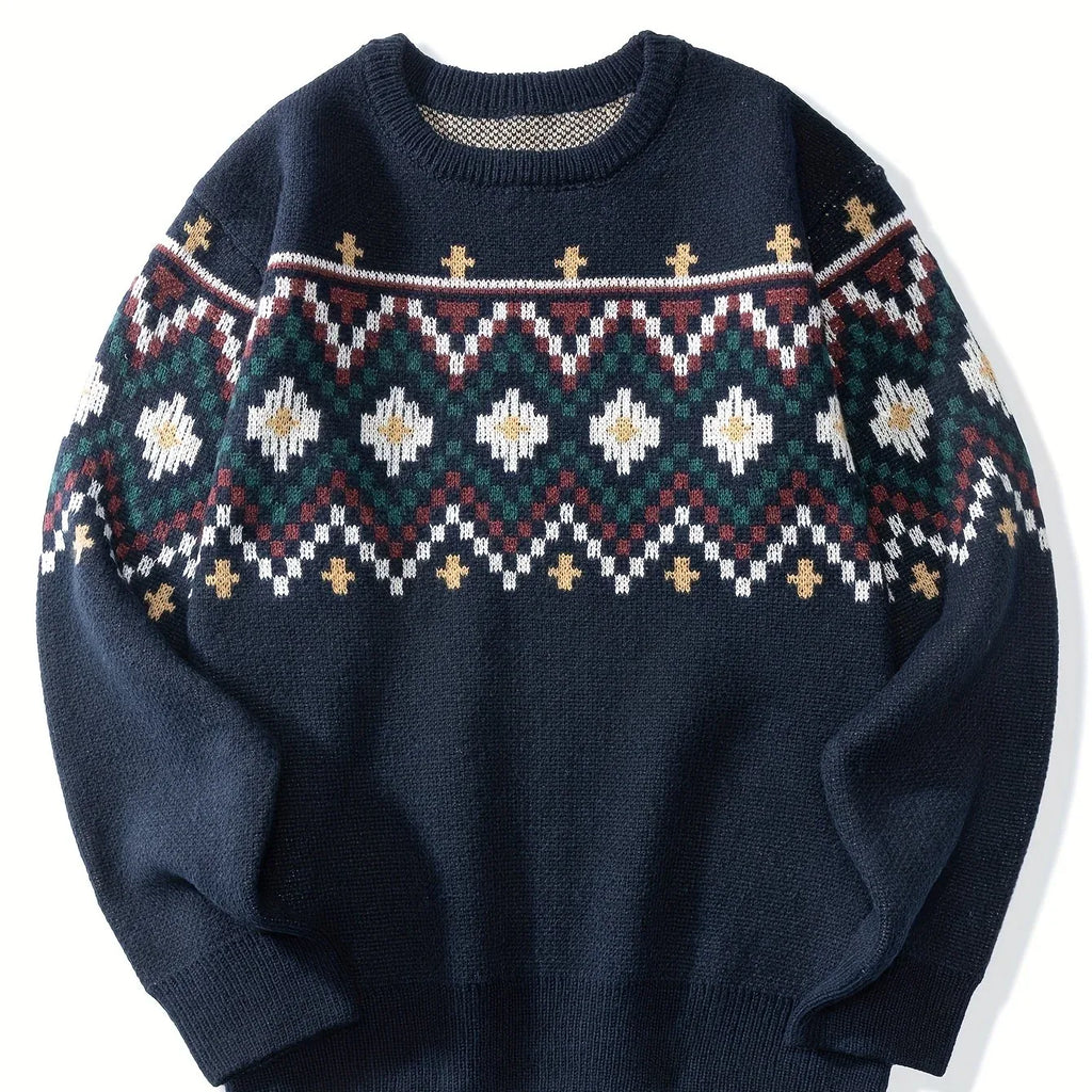 Men's Fair Isle Jacquard Crew Neck Jumper