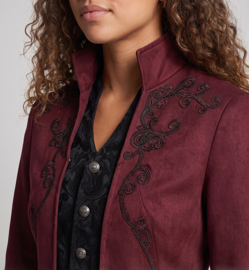 Women's Embroidered Victorian Tailcoat with Waistcoat Front