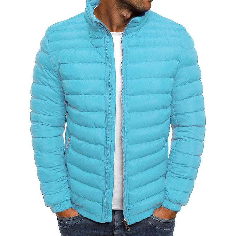 Men’s Lightweight Channel Quilted Stand Collar Puffer Jacket