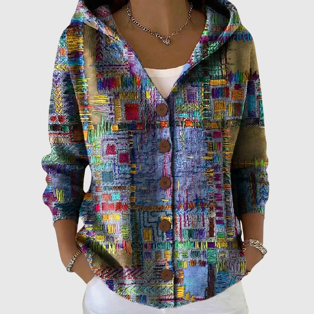 Women's Colorblock Button-Front Knit Cardigan