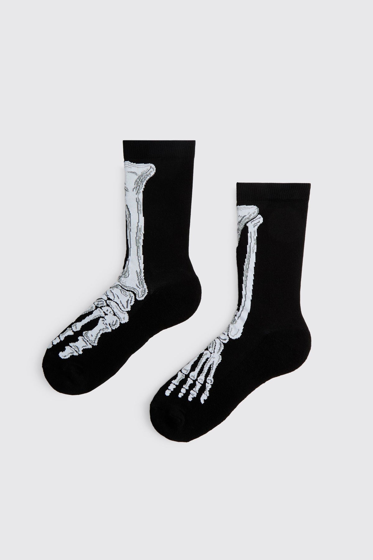 Men's Halloween Skeleton Bone Print Crew Socks