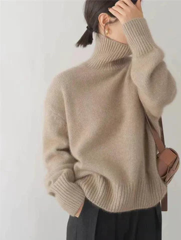 Women's Oversized Turtleneck Chunky Knit Sweater