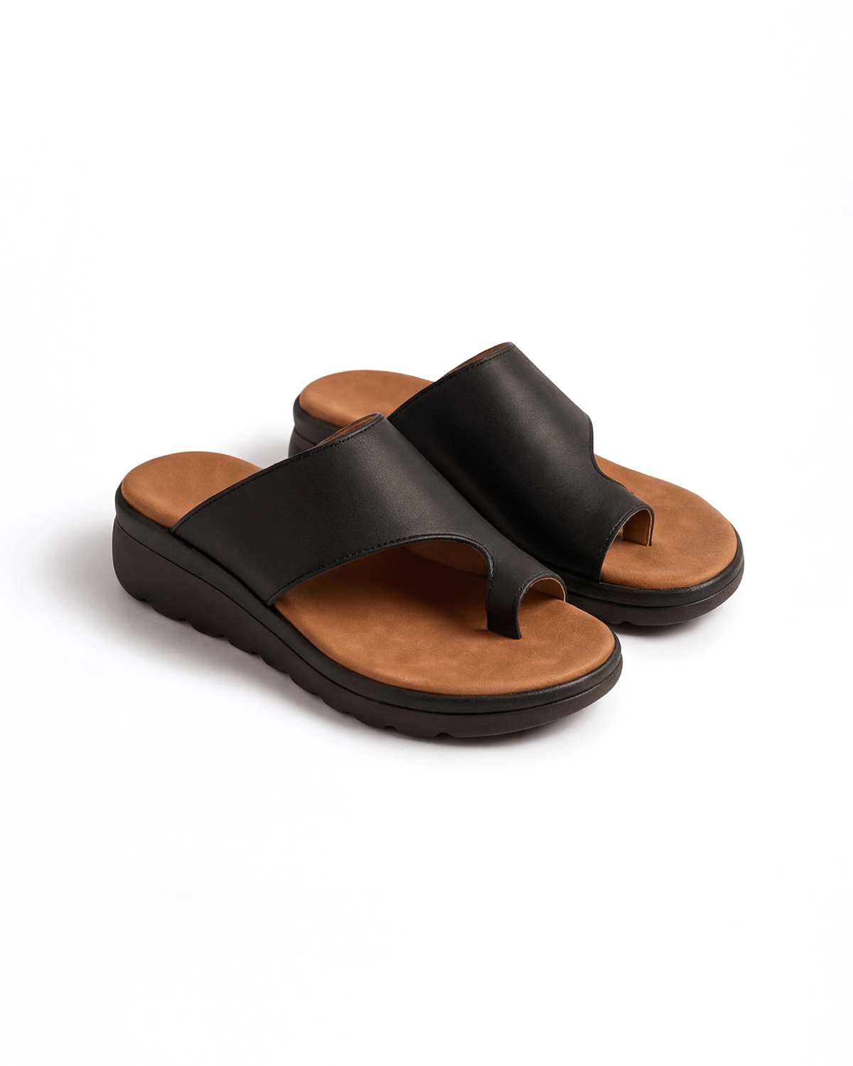 Metallic Toe Loop Platform Slide Sandals