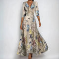 Floral Print Wrap V-Neck Belted Maxi Dress