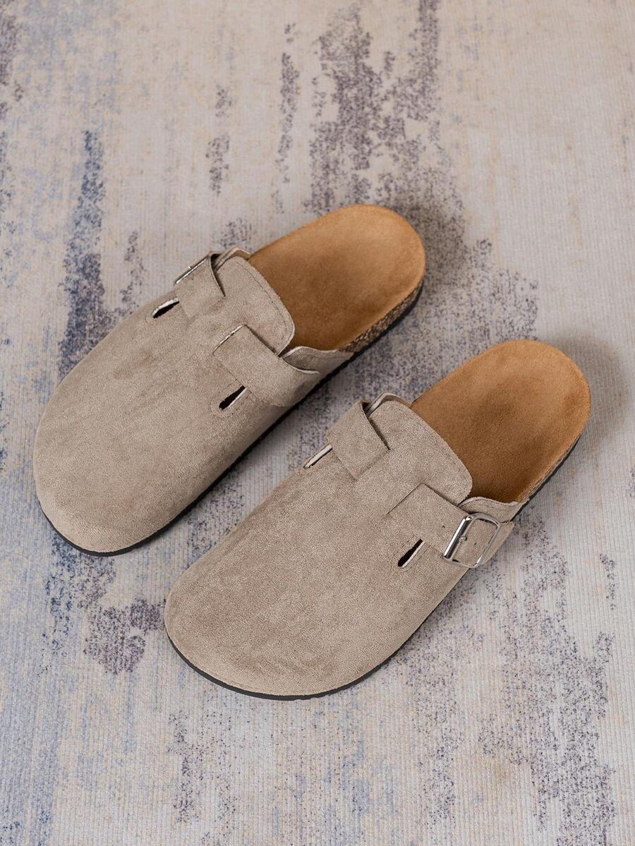 Men's Suede-Effect Closed Toe Buckle Sandals