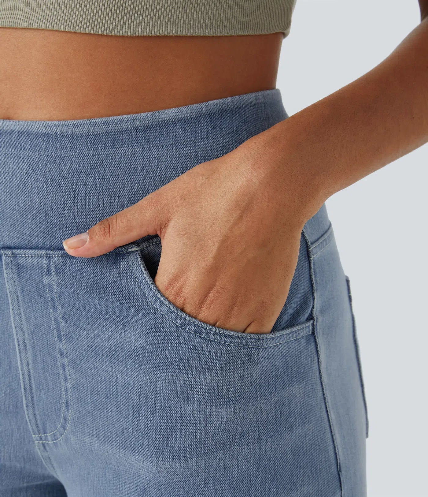High-Waist Wide-Leg Pull-On Jeans