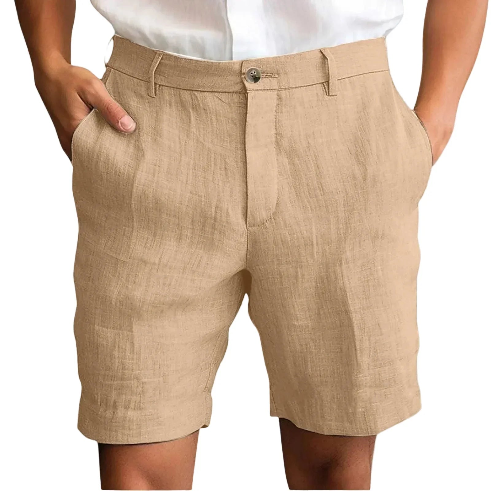 Tailored Fit Textured Shorts with Button Fly Closure