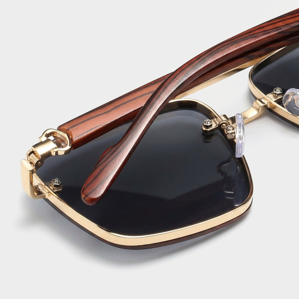 Lunettes de soleil carrées sans monture avec double pont