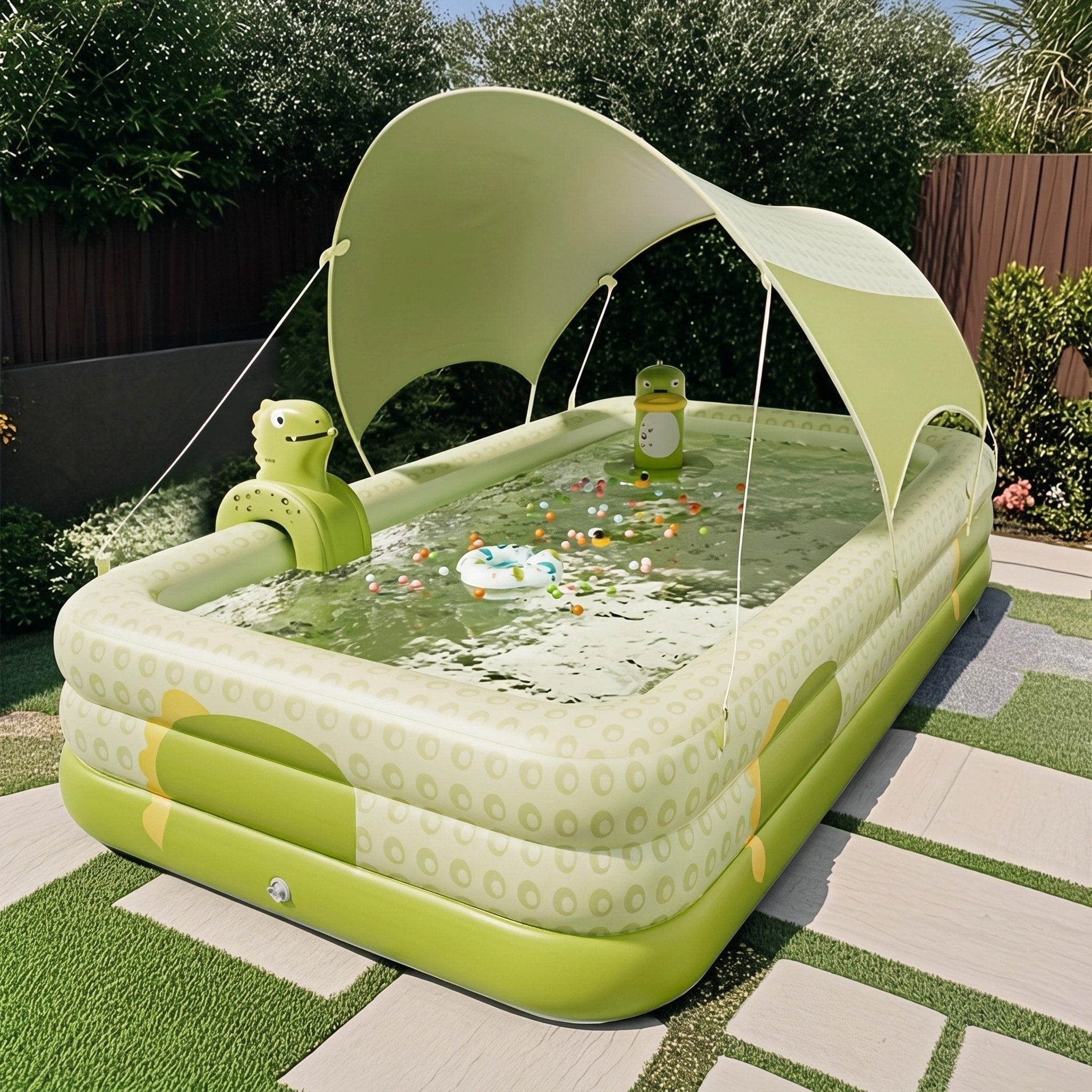 Rectangular Family Inflatable Pool with Three-Tier Design