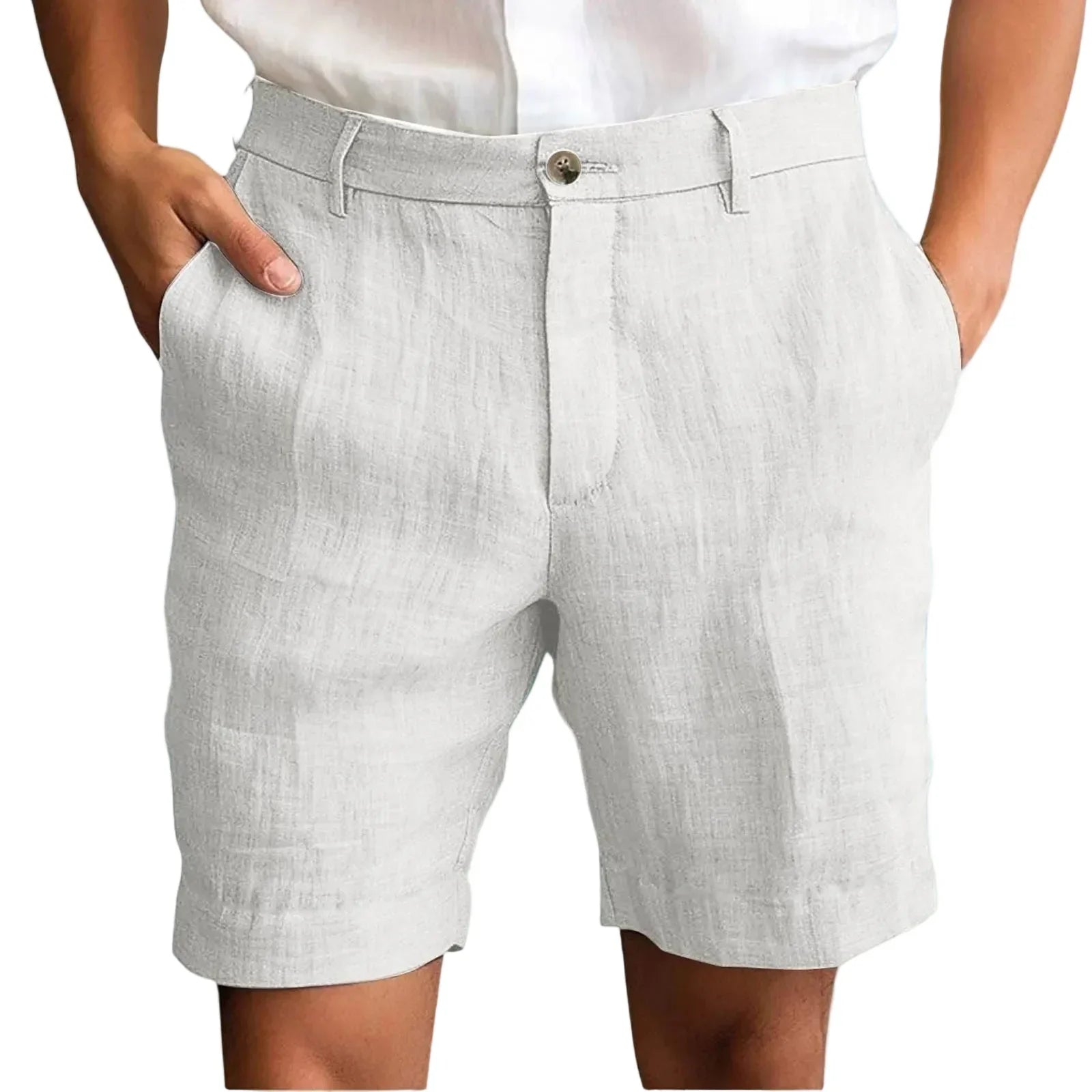 Tailored Fit Textured Shorts with Button Fly Closure