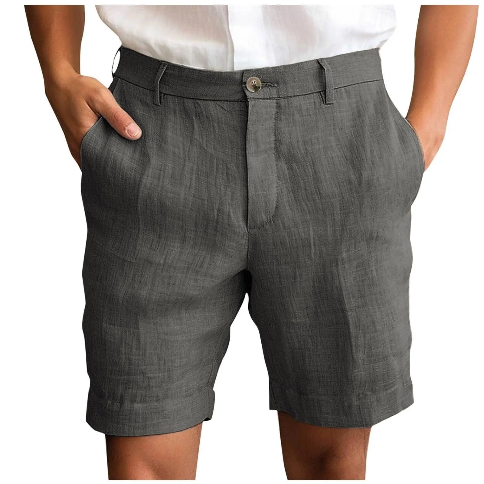 Tailored Fit Textured Shorts with Button Fly Closure