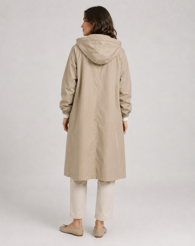 Women's Long Lightweight Coat with Notched Collar
