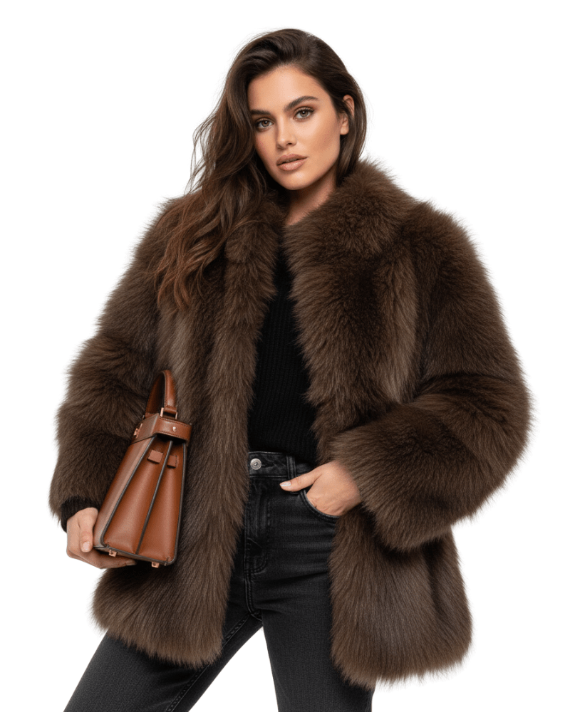 Women's Faux Fur Open Front Cropped Jacket