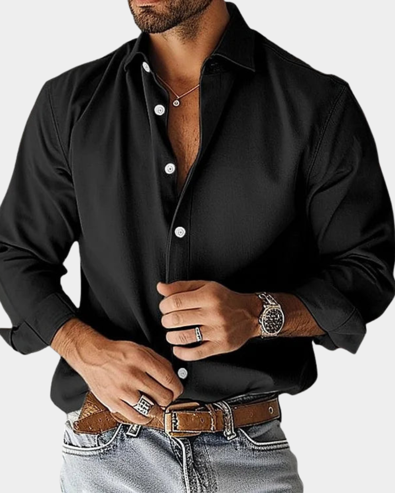 Men's Long Sleeve Shirt with Classic Collar