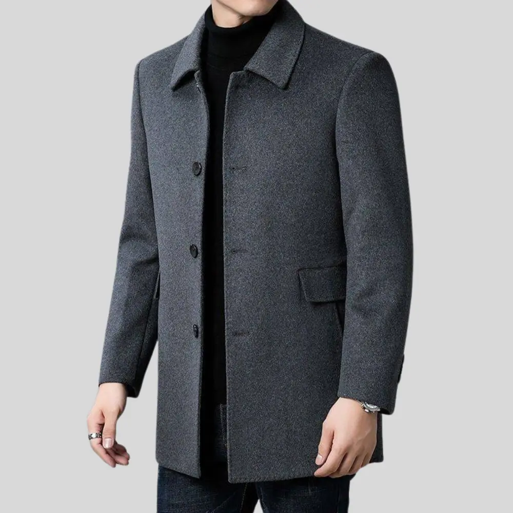 Men's Notch Collar Longline Coat