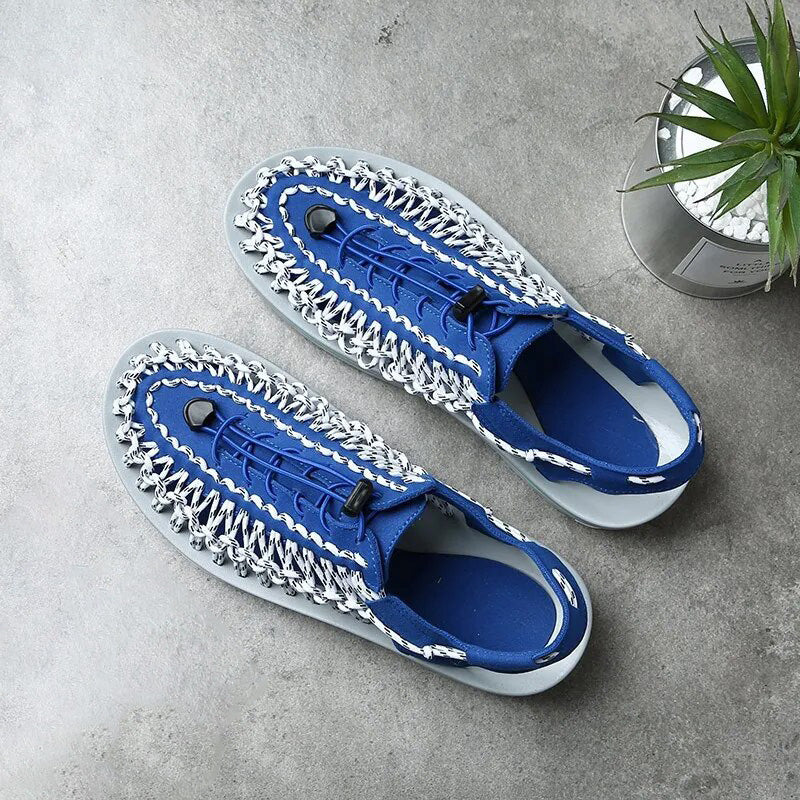 Woven Cord Closed-Toe Sport Sandals with Grip Sole