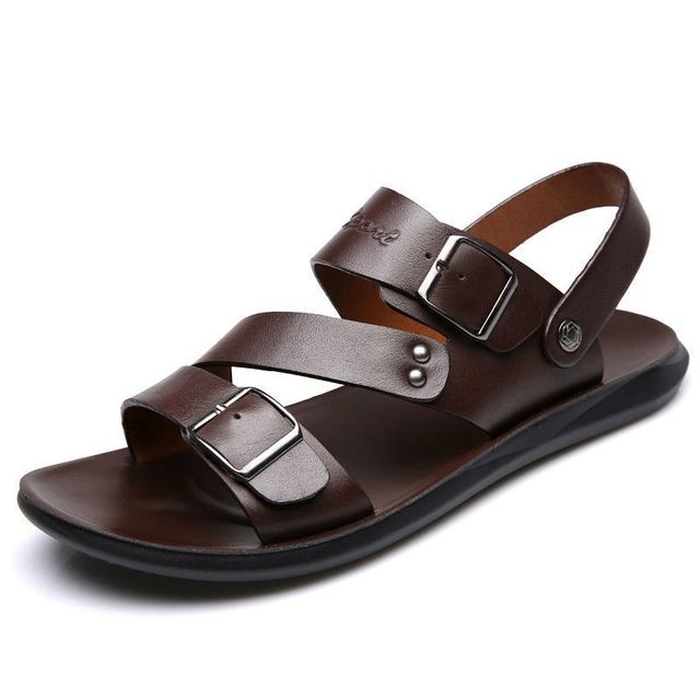 Leather Buckle Strap Sandals with Adjustable Fit