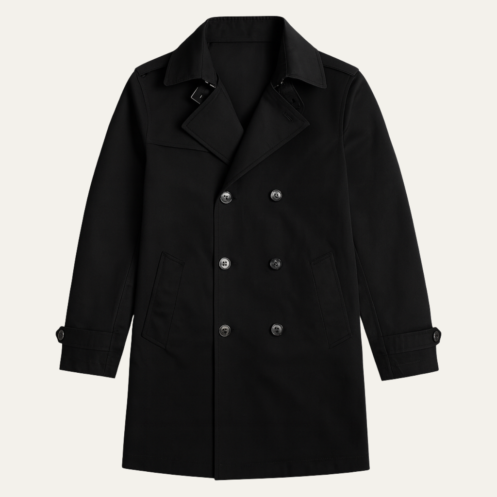 Men's Double-Breasted Longline Trench Coat