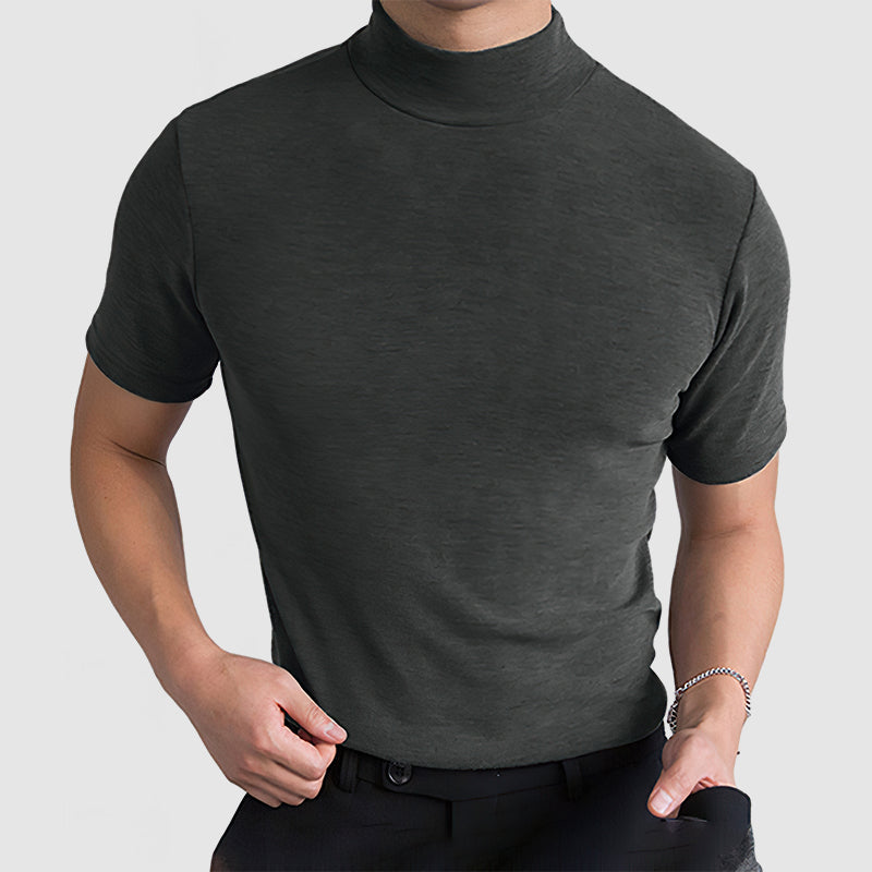 Slim Fit Short Sleeve Mock Neck T-Shirt for Men