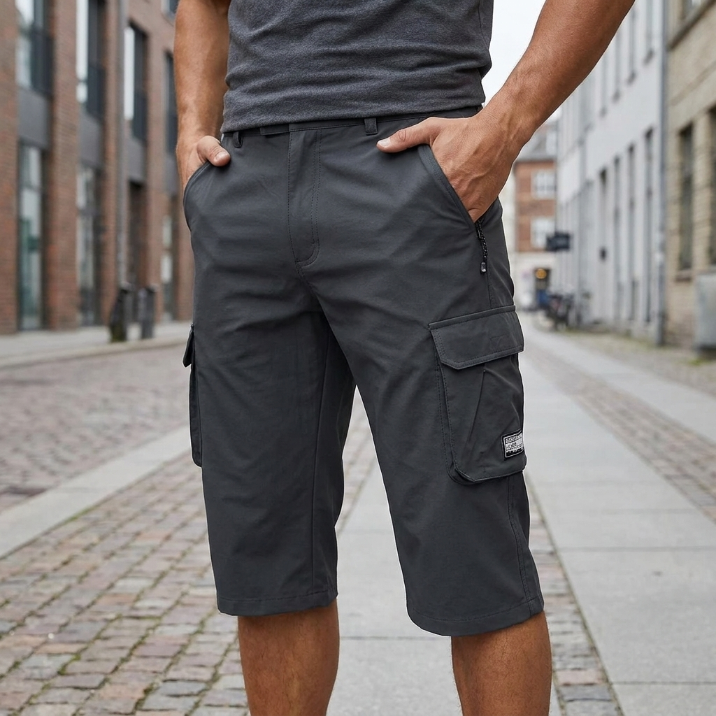 Longline Cargo Shorts with Zip Pocket Detail