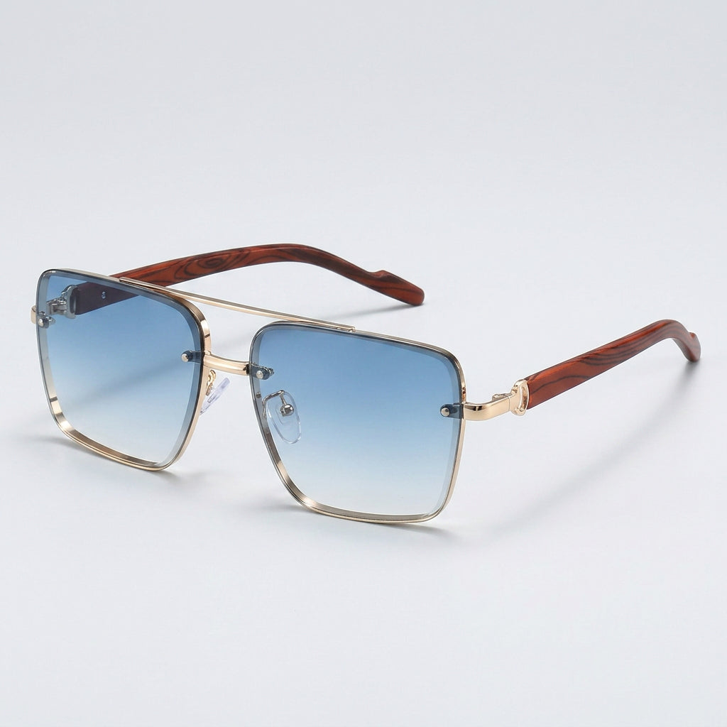 Square Rimless Sunglasses with Double Bridge