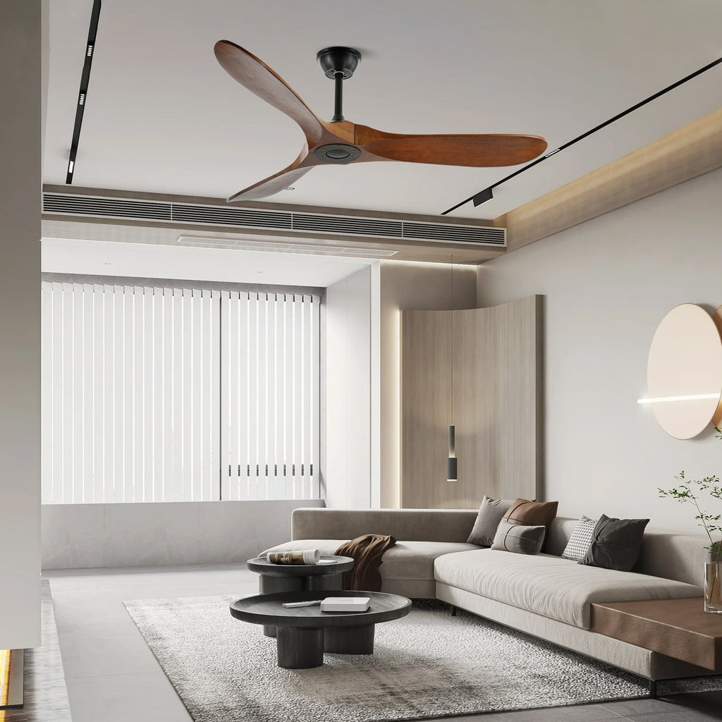 Wooden 3-Blade Ceiling Fan with Remote Control