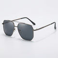 Geometric Aviator Sunglasses with Metal Double Bridge