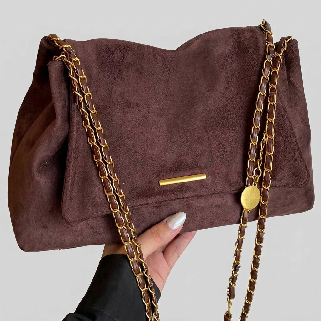 Bag – Suede Effect Chain Shoulder Style