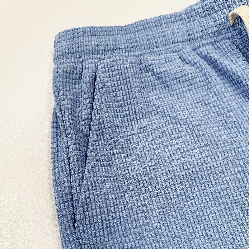 Shorts en maille gaufrée avec taille à cordon de serrage