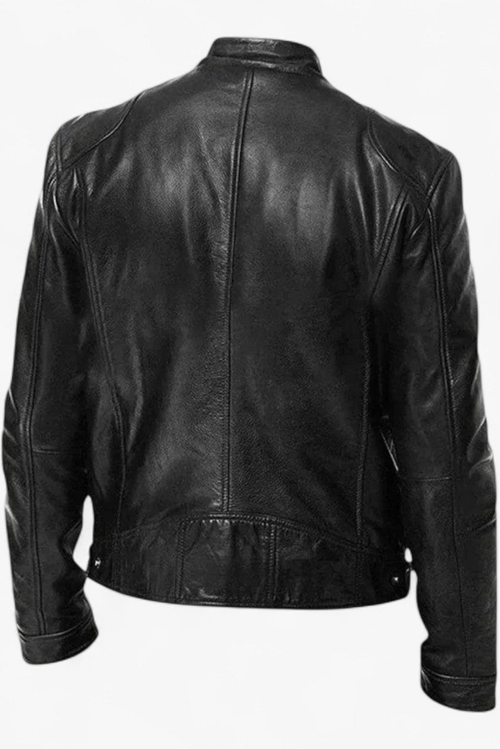 Men's Faux Leather Snap-Collar Moto Jacket